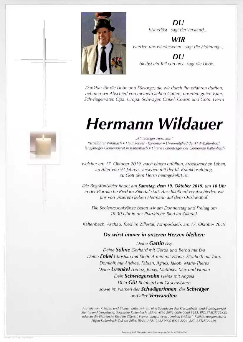 Parte von Hermann Wildauer